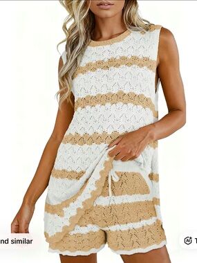 NWT Fisoew crochet sleeveless tunic and shorts